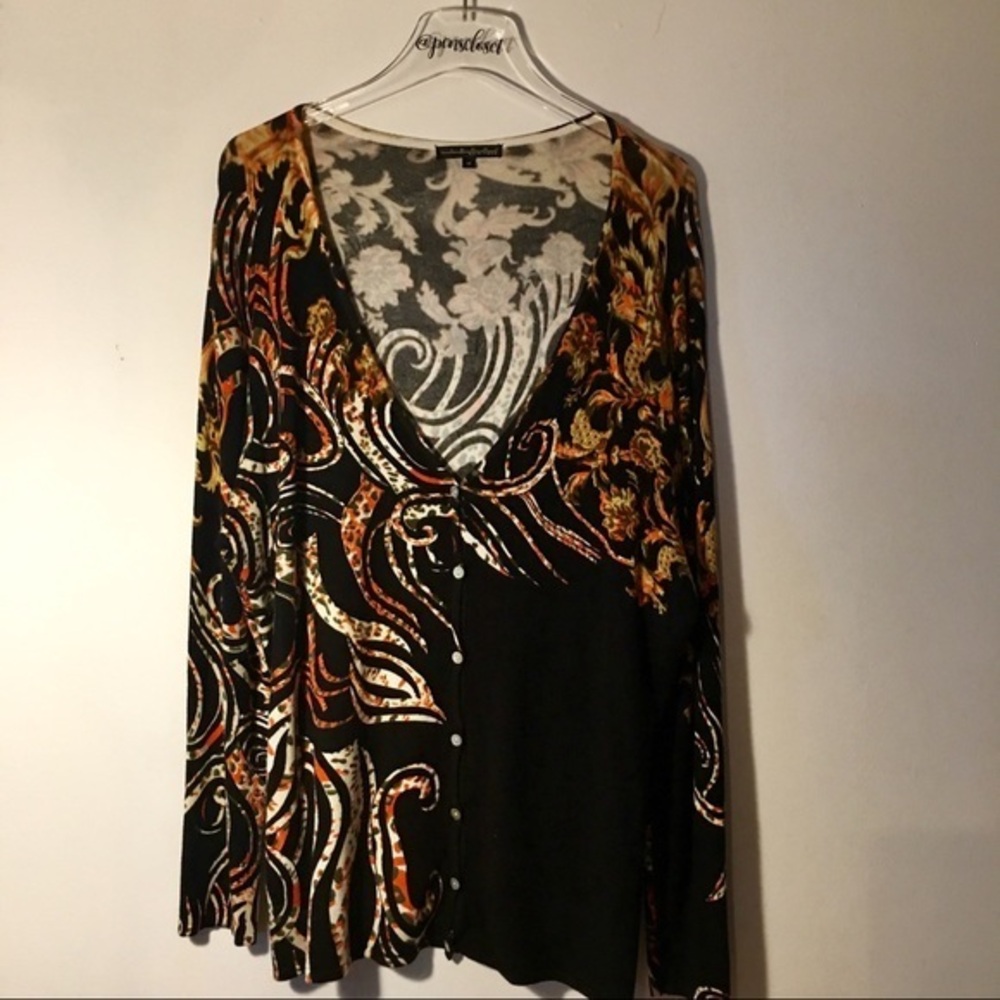 Pierri New York Black & Orange cardigan Size 1X
